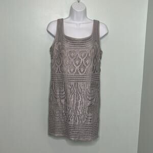 Lilly Pulitzer Silver Mettalic Lace Shift Sleeveless Dress S